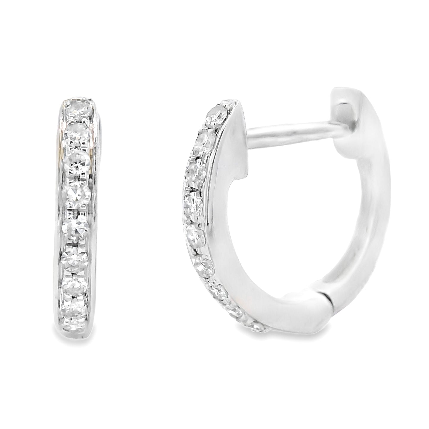 Natural .09ct Diamond Hoop Earrings 10KT White Gold Bids.com