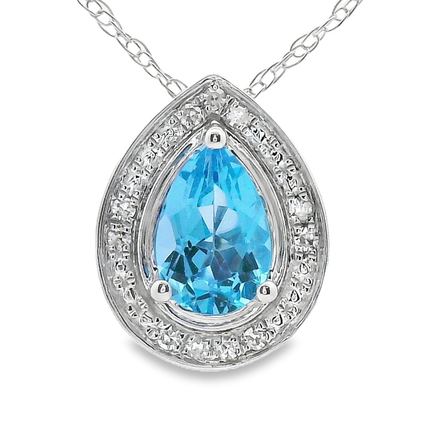Blue Topaz Diamond Fashion Pendants 10KT White Gold Bids.com
