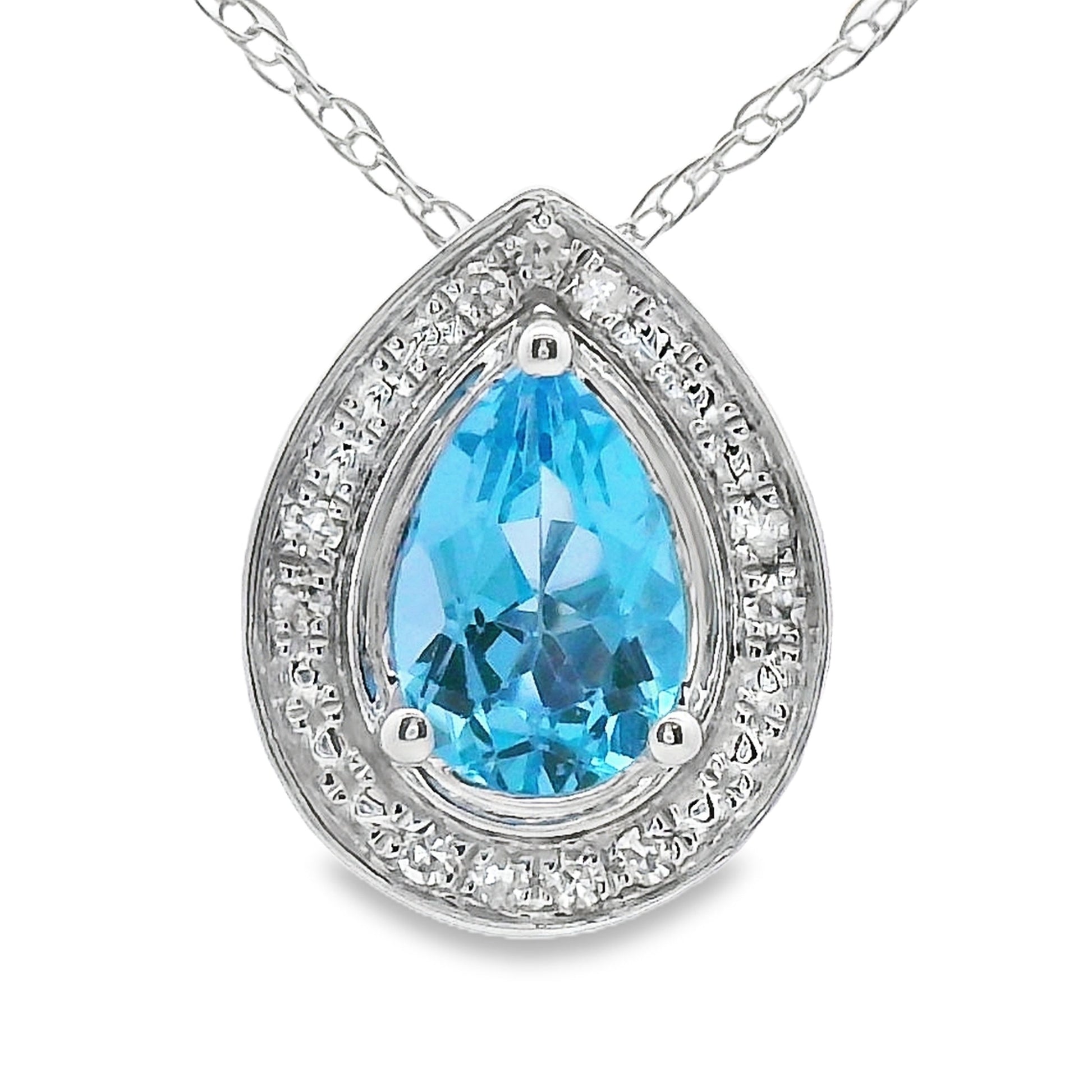 Blue Topaz Diamond Fashion Pendants 10KT White Gold Bids.com