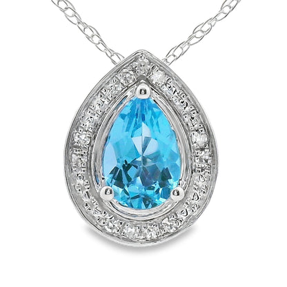 Blue Topaz Diamond Fashion Pendants 10KT White Gold Bids.com