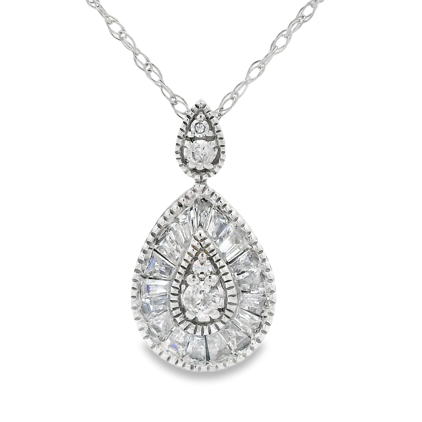 Genuine .32ct Diamond Fashion Pendants 14KT White Gold Bids.com