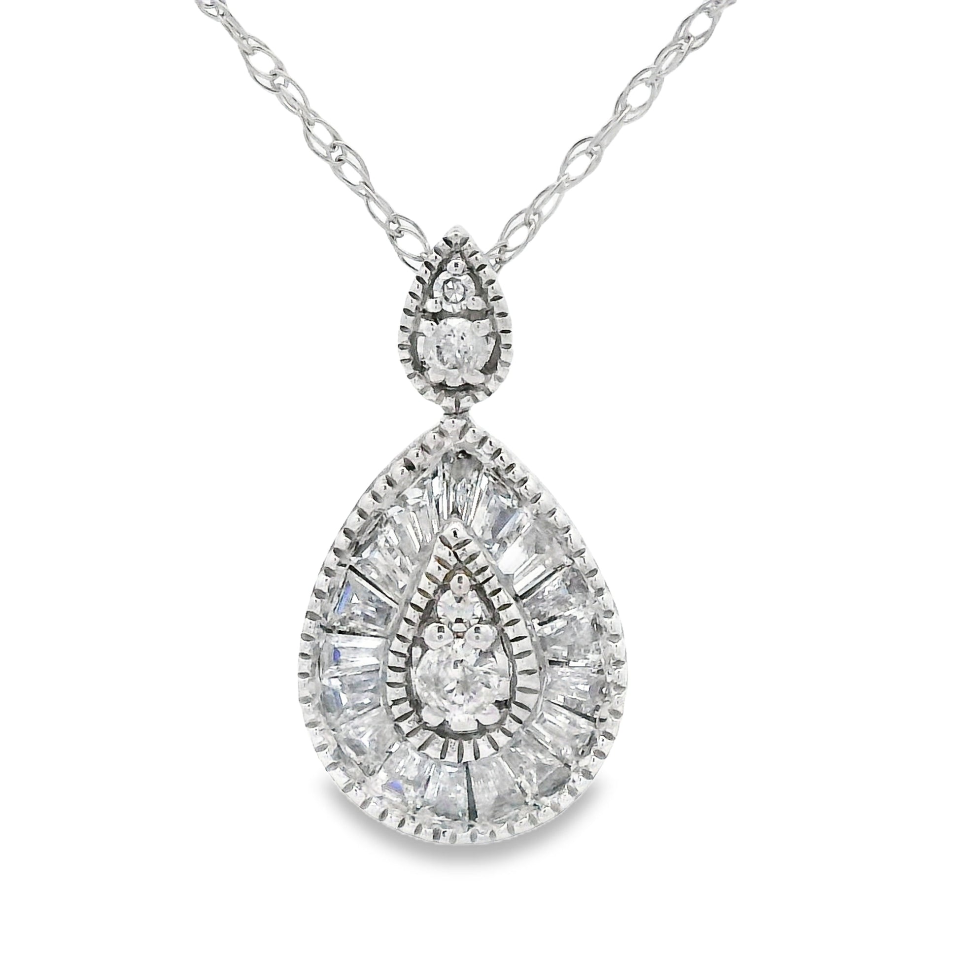 Genuine .32ct Diamond Fashion Pendants 14KT White Gold Bids.com