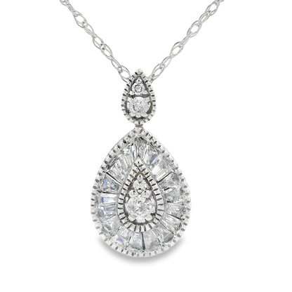 Genuine .32ct Diamond Fashion Pendants 14KT White Gold Bids.com