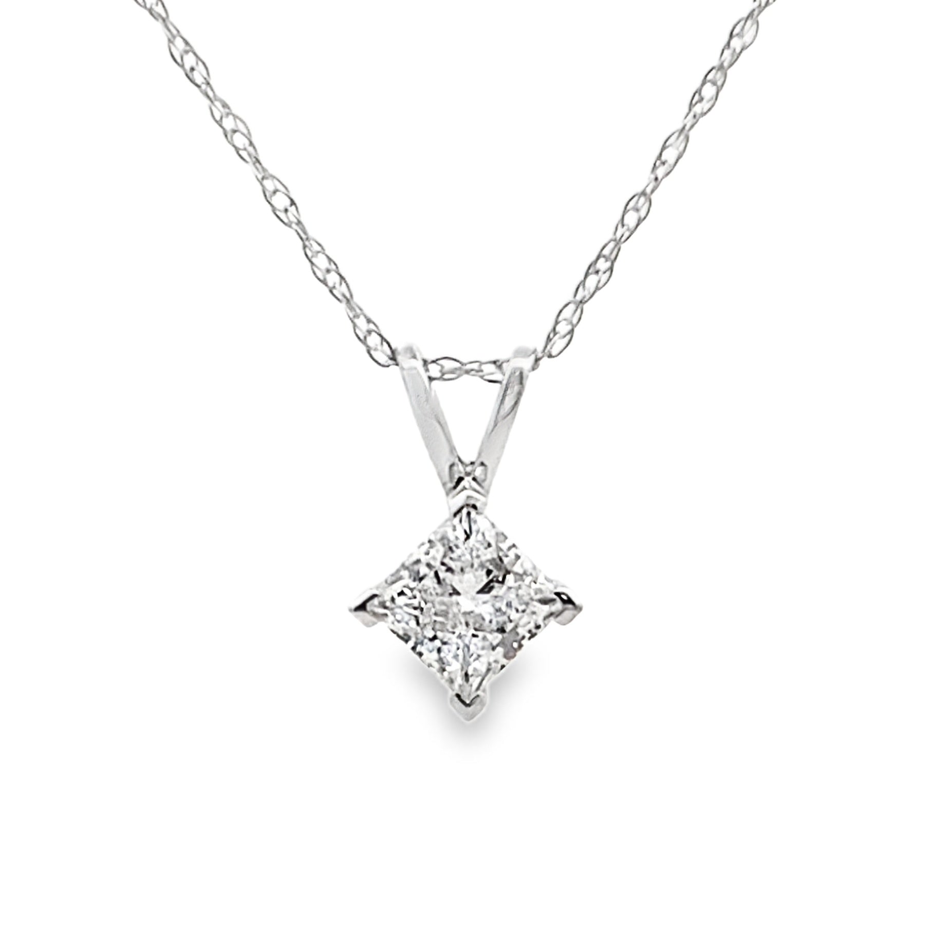 Natural .40ct Lab Grown Diamond Pendant 14KT White Gold Bids.com