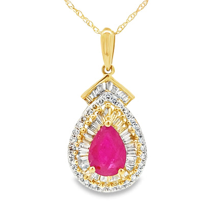 1.25ct Ruby Diamond Fashion Pendants 14KT Yellow Gold Bids.com
