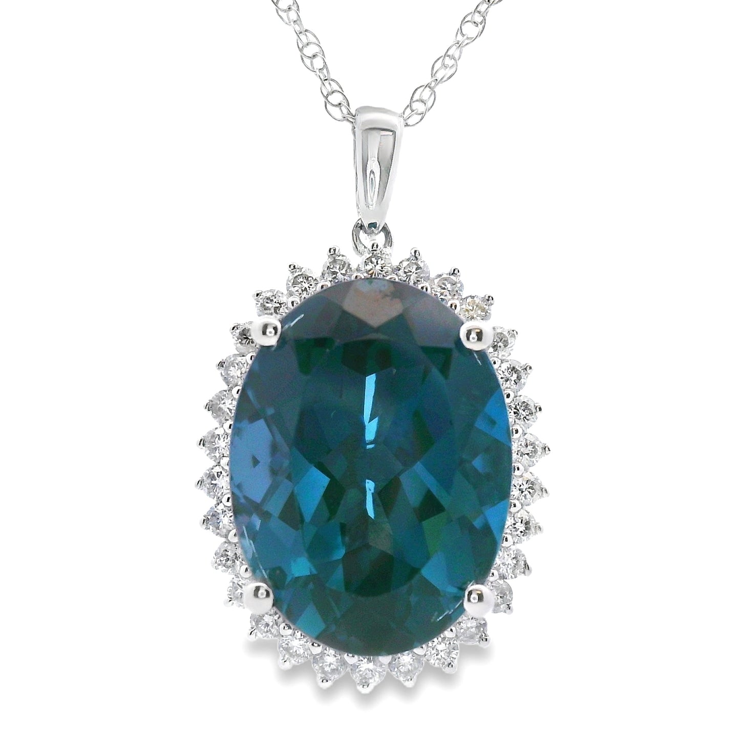 London Blue Topaz Fashion Pendants 14KT White Gold Bids.com
