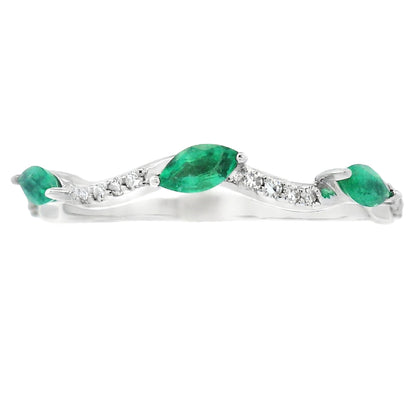 Emerald Diamond stackable band set 14KT White Gold Bids.com