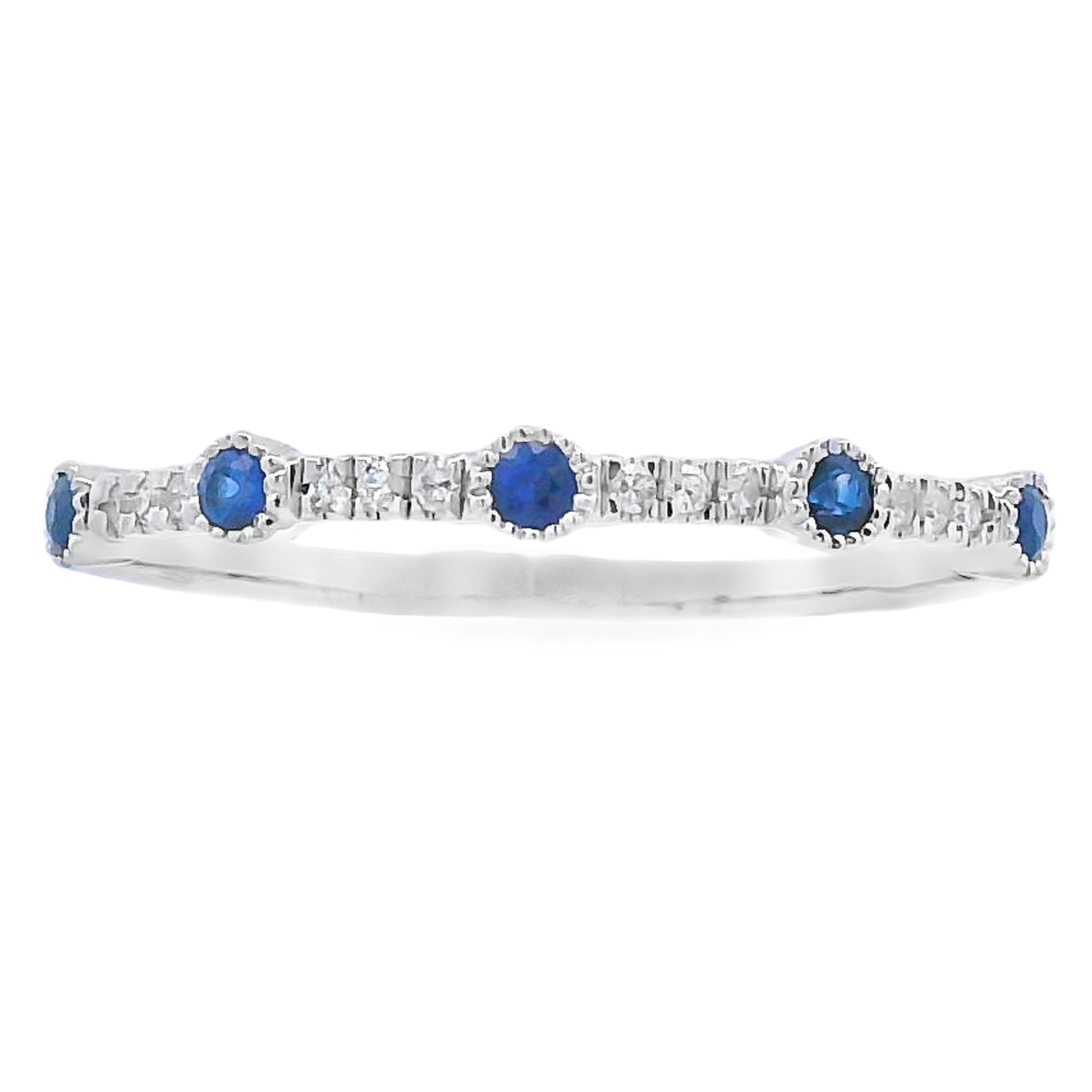 Sapphire Diamond stackable band set 14KT White Gold Bids.com