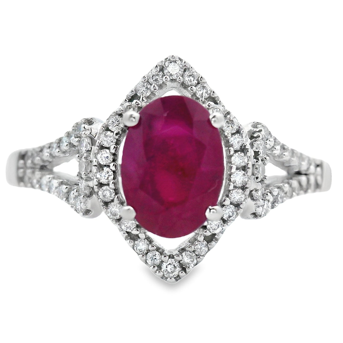 Natural 1.26ct Ruby Diamond Ring 14KT White Gold Bids.com