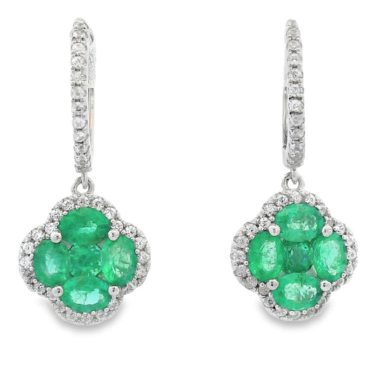 1.93ct Emerald Zircon Dangle Earrings Sterling Silver Bids.com