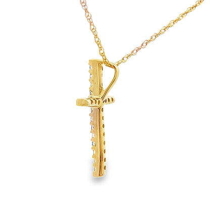 .10ct Diamond Cross Religious Pendant 14KT Yellow Gold Bids.com