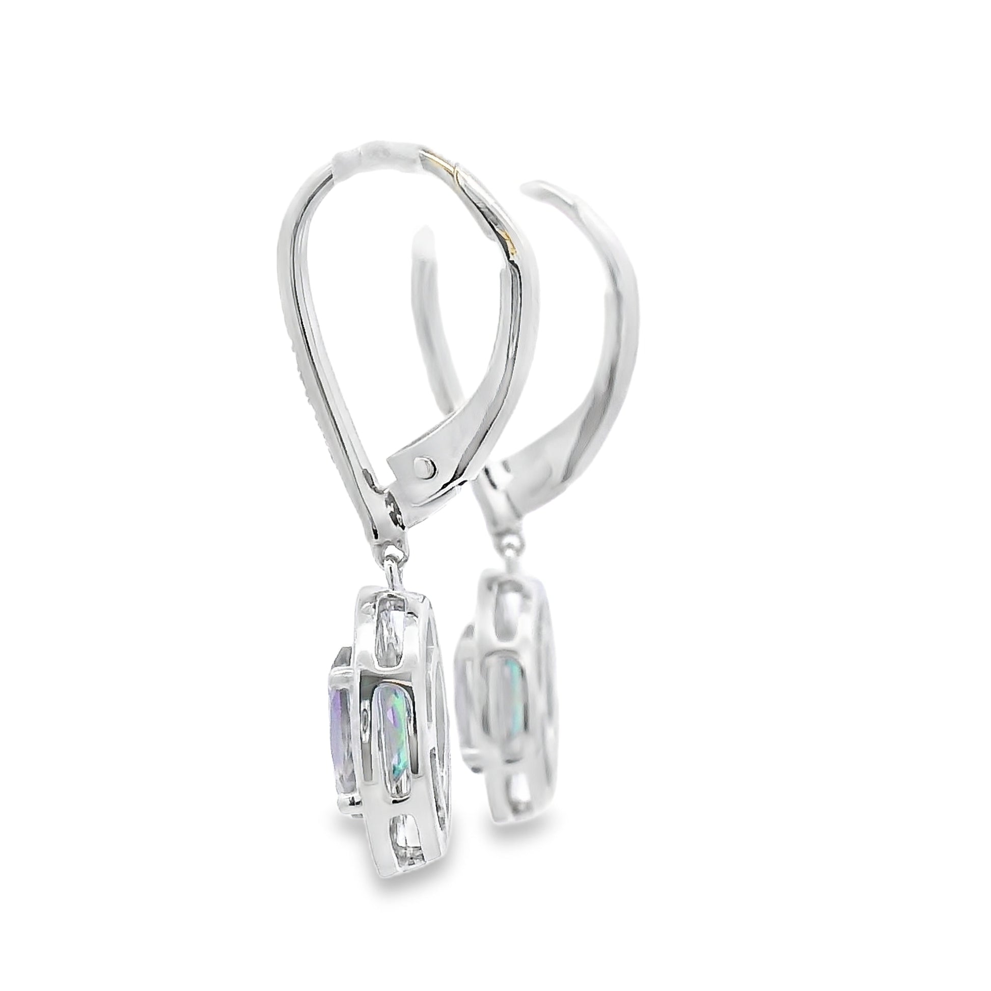.89ct Mystic Fire Topaz Dangle Earrings 10KT White Gold Bids.com