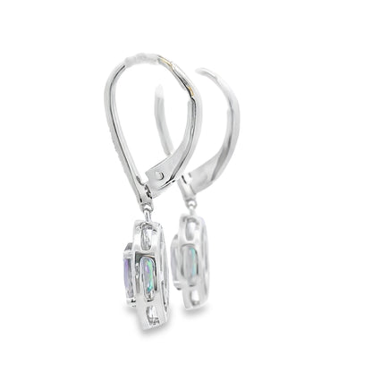 .89ct Mystic Fire Topaz Dangle Earrings 10KT White Gold Bids.com