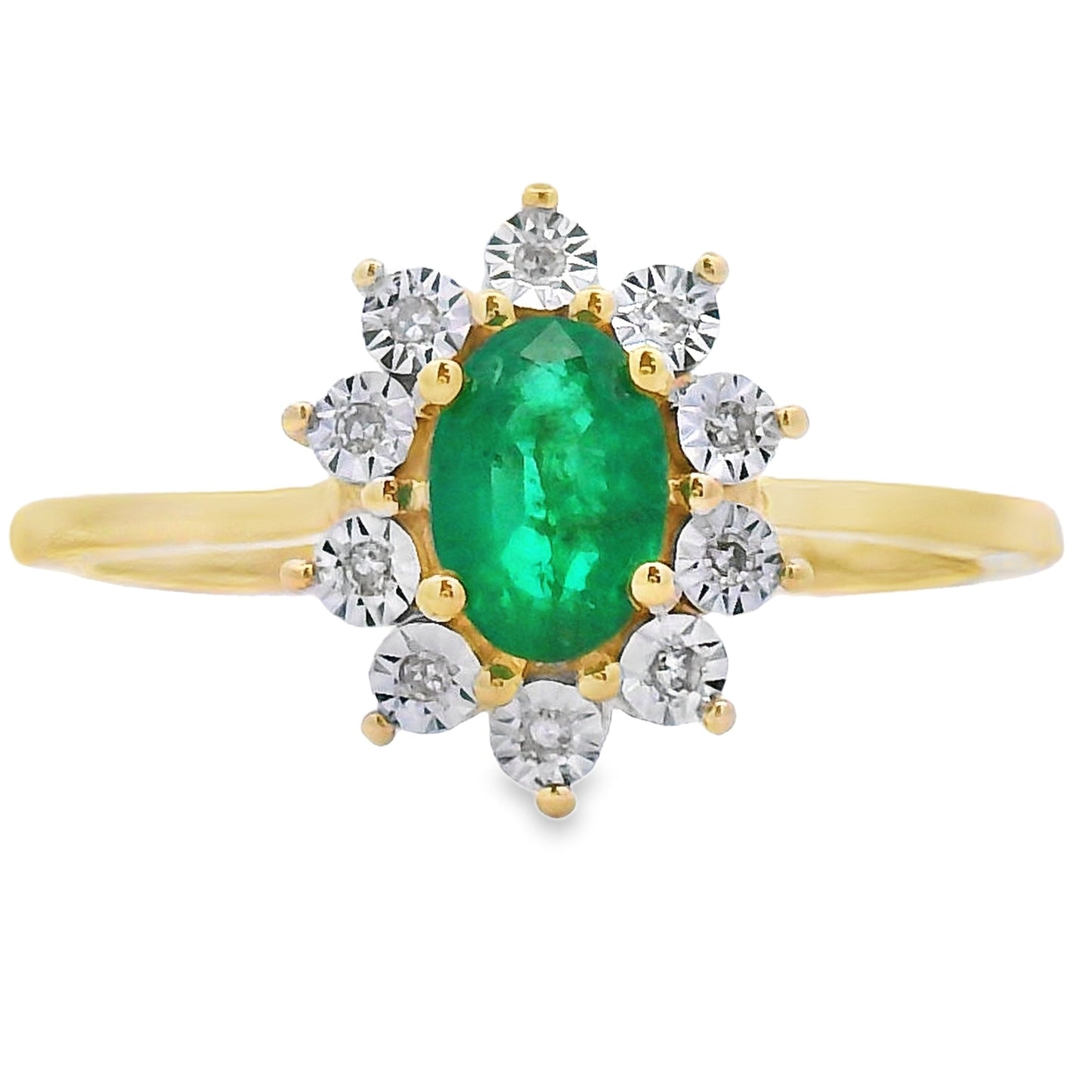 Genuine .43ct Emerald Diamond Ring 10KT Yellow Gold Bids.com