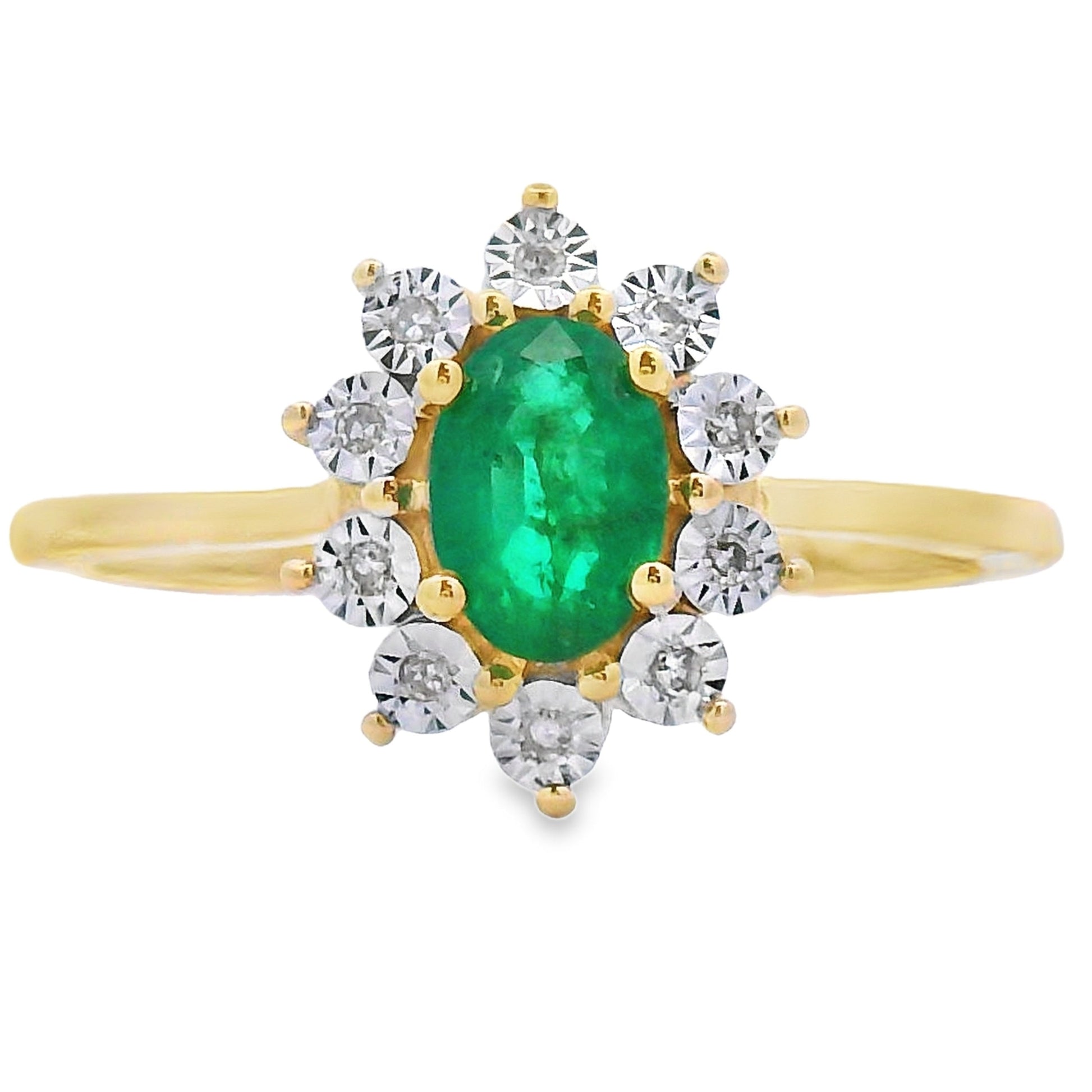Genuine .43ct Emerald Diamond Ring 10KT Yellow Gold Bids.com