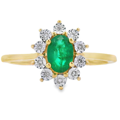 Genuine .43ct Emerald Diamond Ring 10KT Yellow Gold Bids.com