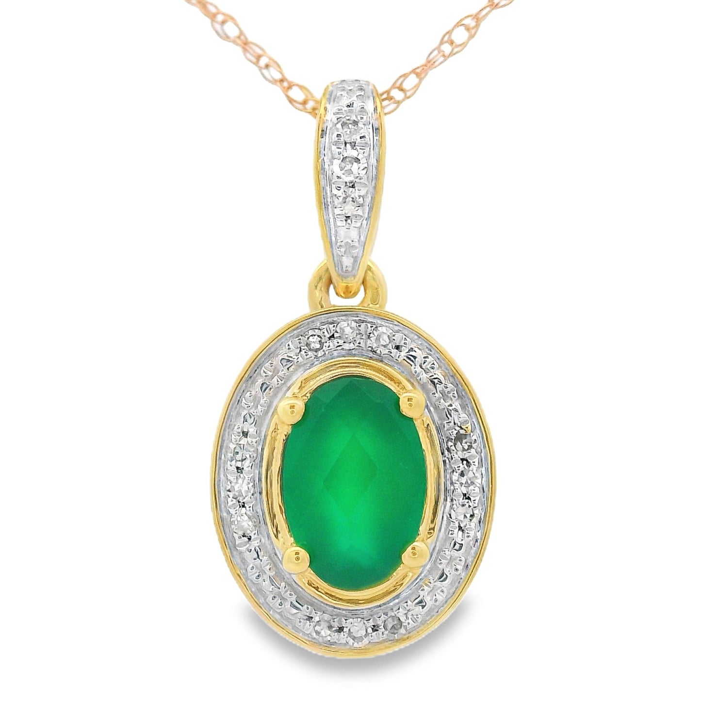 Chalcedony Diamond Fashion Pendants 10KT Yellow Gold Bids.com
