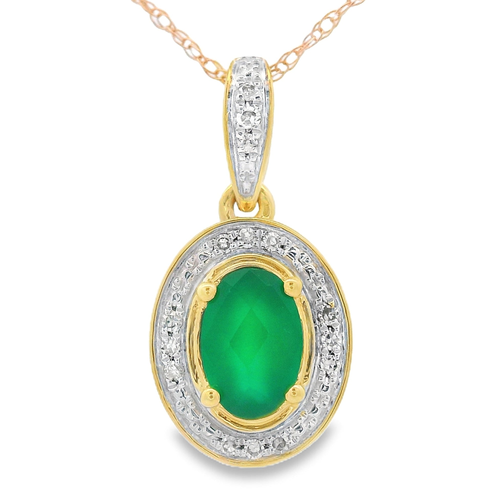 Chalcedony Diamond Fashion Pendants 10KT Yellow Gold Bids.com