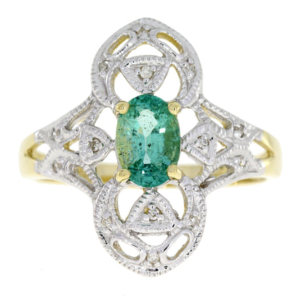 Natural .70ct Emerald Diamond Ring 10KT Yellow Gold Bids.com