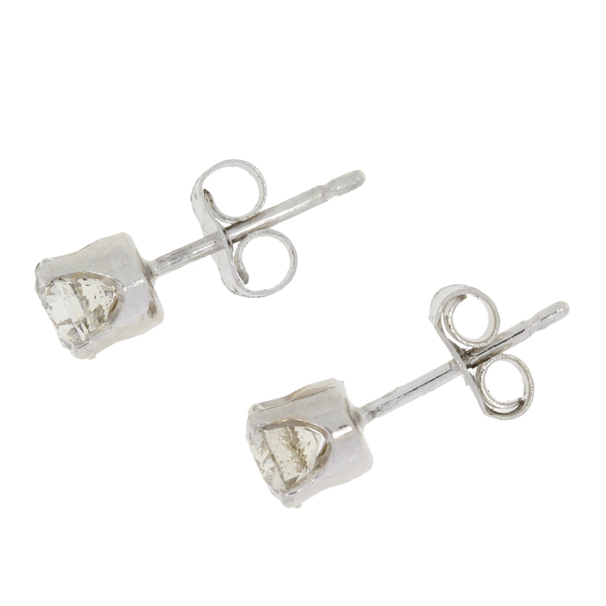 Natural .75ct Diamond Stud Earrings 14KT White Gold Bids.com