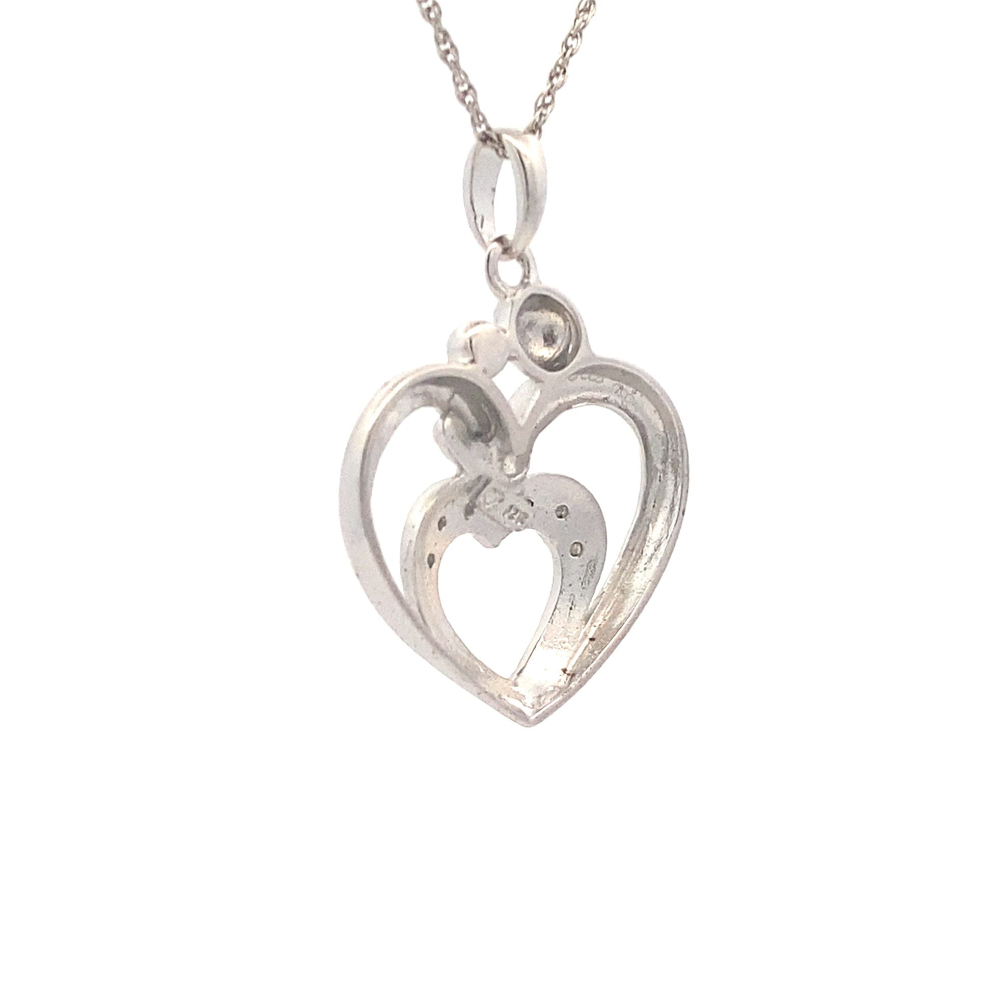 .10ct Diamond Heart Love Pendant Sterling Silver Bids.com