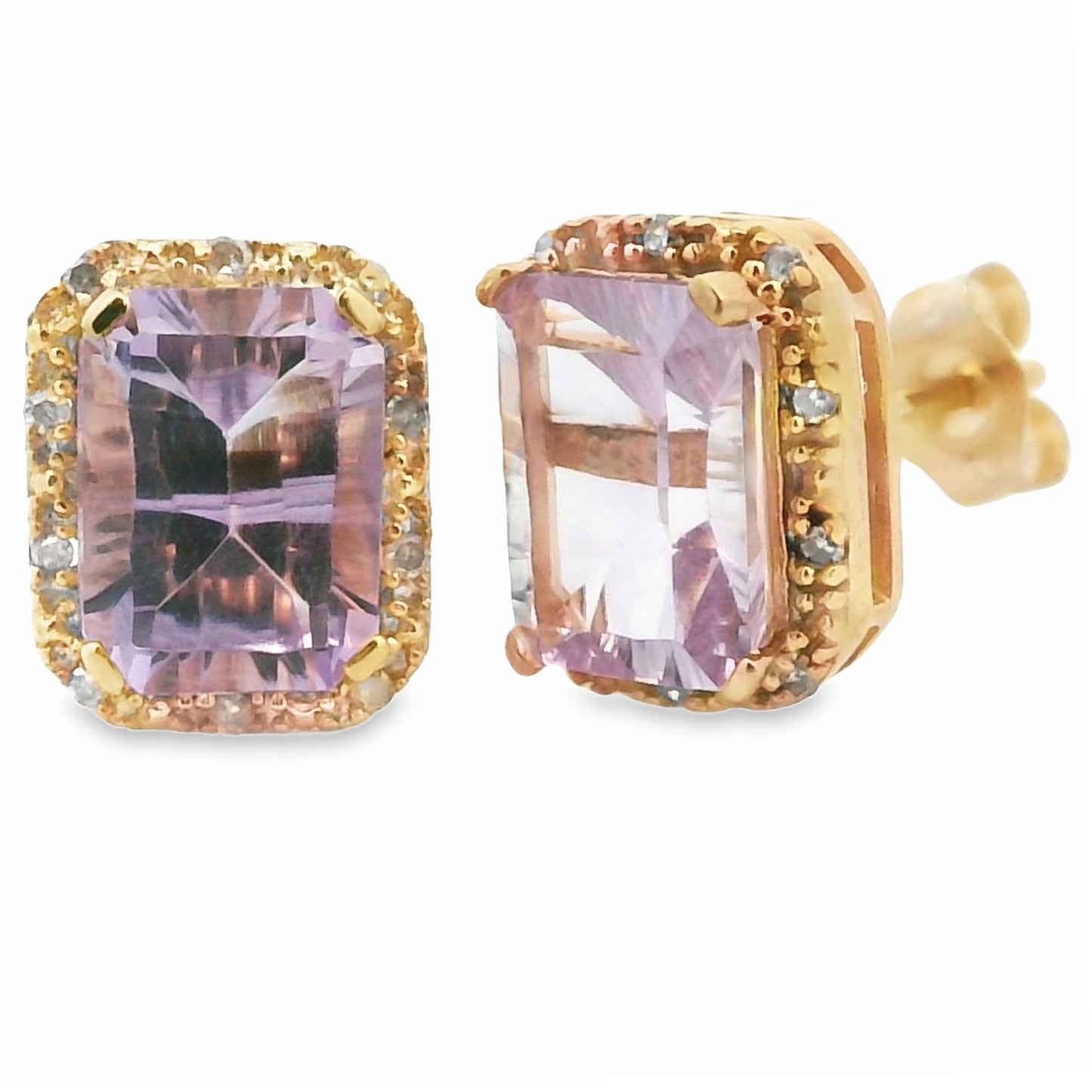 1.15ct Amethyst Diamond Earrings 10KT Yellow Gold Bids.com