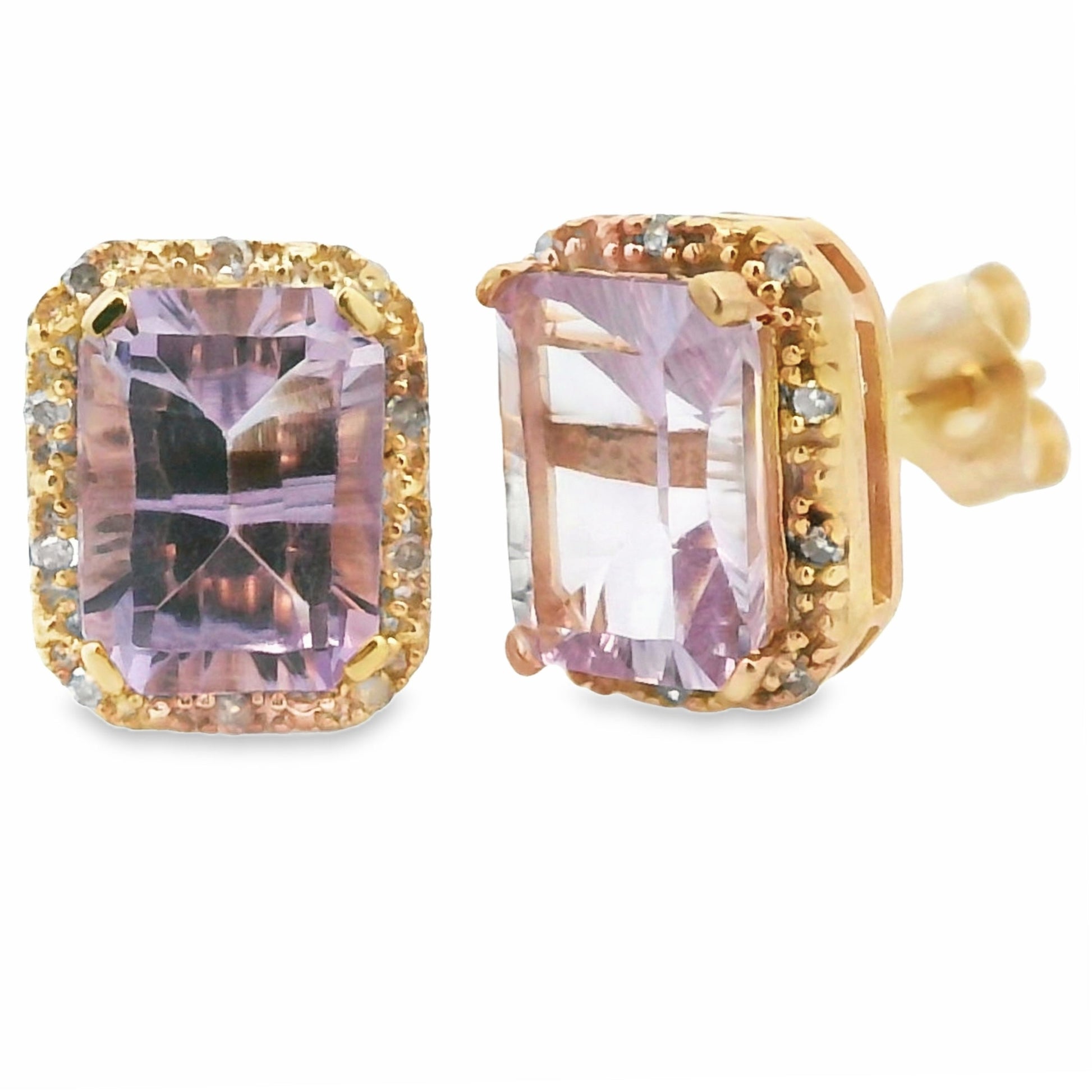 1.15ct Amethyst Diamond Earrings 10KT Yellow Gold Bids.com