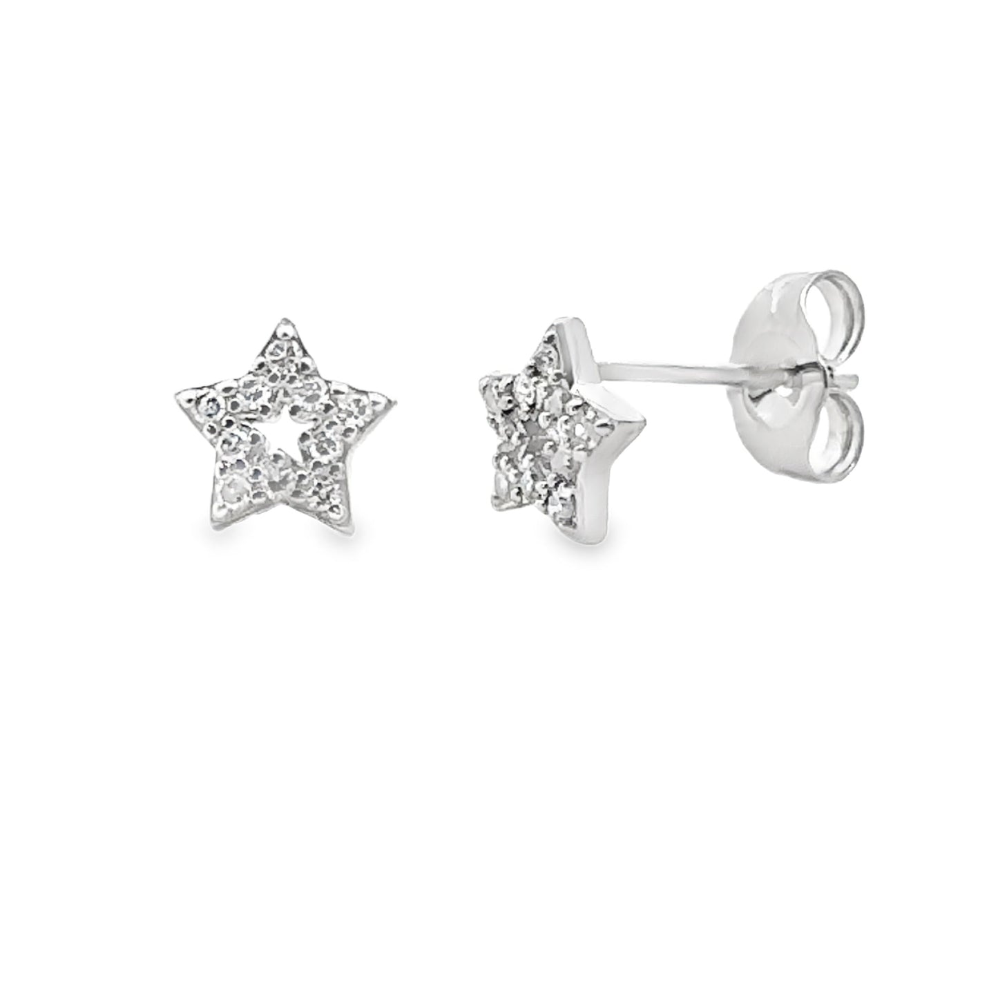 Natural .05ct Diamond Earrings 14KT White Gold Bids.com