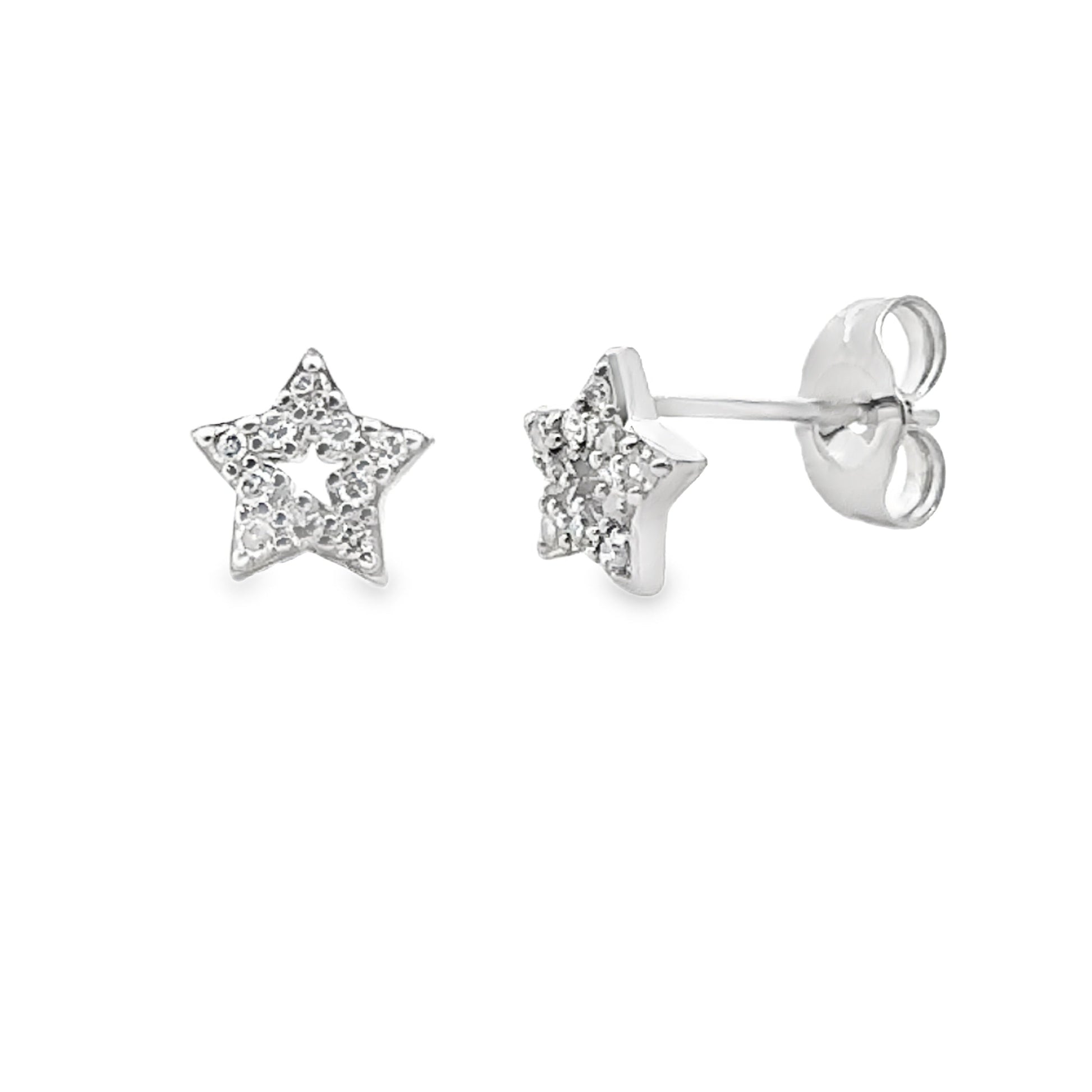 Natural .05ct Diamond Earrings 14KT White Gold Bids.com