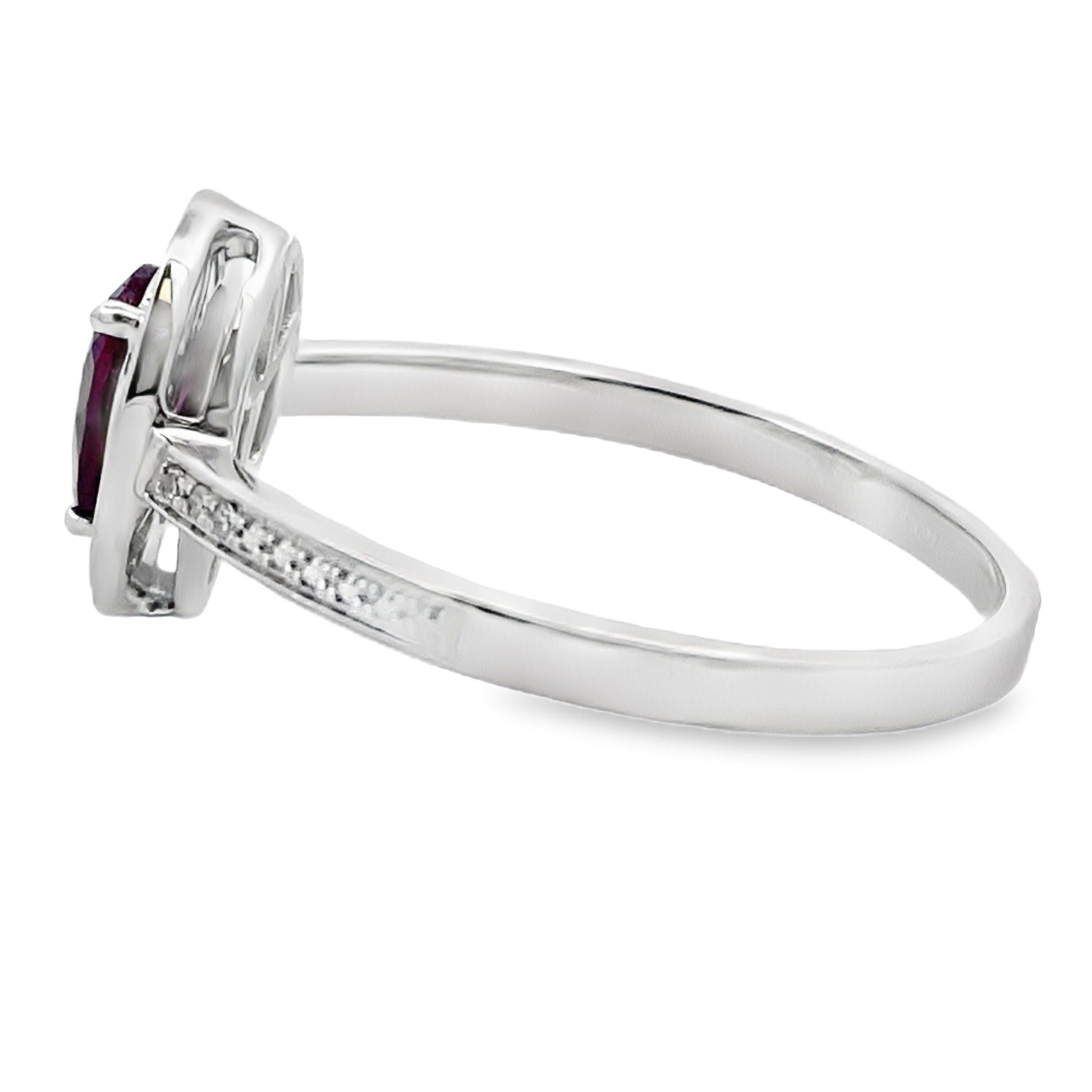 Natural .56ct Garnet Diamond Ring 10KT White Gold Bids.com