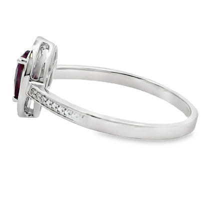 Natural .56ct Garnet Diamond Ring 10KT White Gold Bids.com