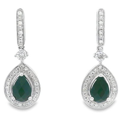 .84ct Onyx Diamond Dangle Earrings 10KT White Gold Bids.com