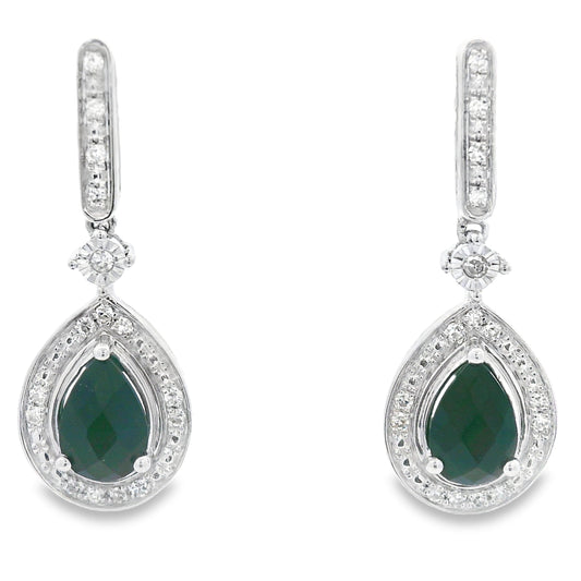 .84ct Onyx Diamond Dangle Earrings 10KT White Gold Bids.com