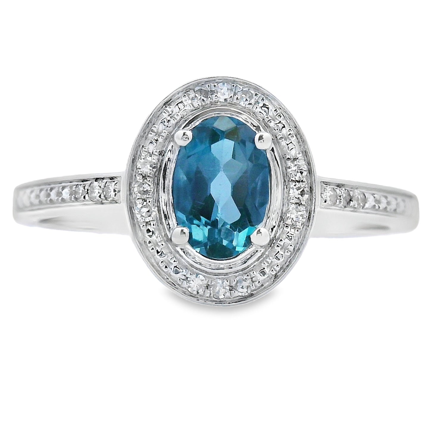 .63ct London Blue Topaz Diamond Ring 10KT White Gold Bids.com