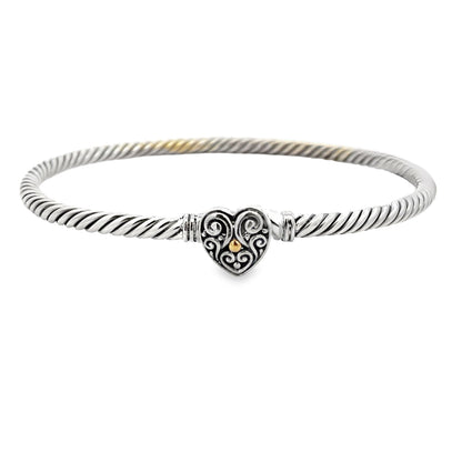 Bangle Bracelet Sterling Silver 18KT Gold Bids.com
