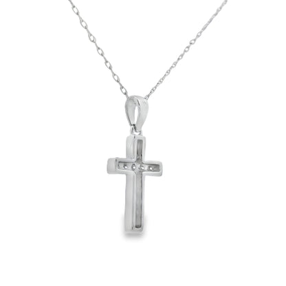 .12ct Diamond Cross Religious Pendant 14KT White Gold Bids.com