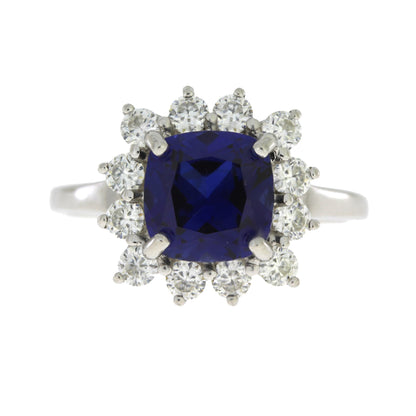 Created Sapphire Moissanite Ring Sterling Silver Bids.com