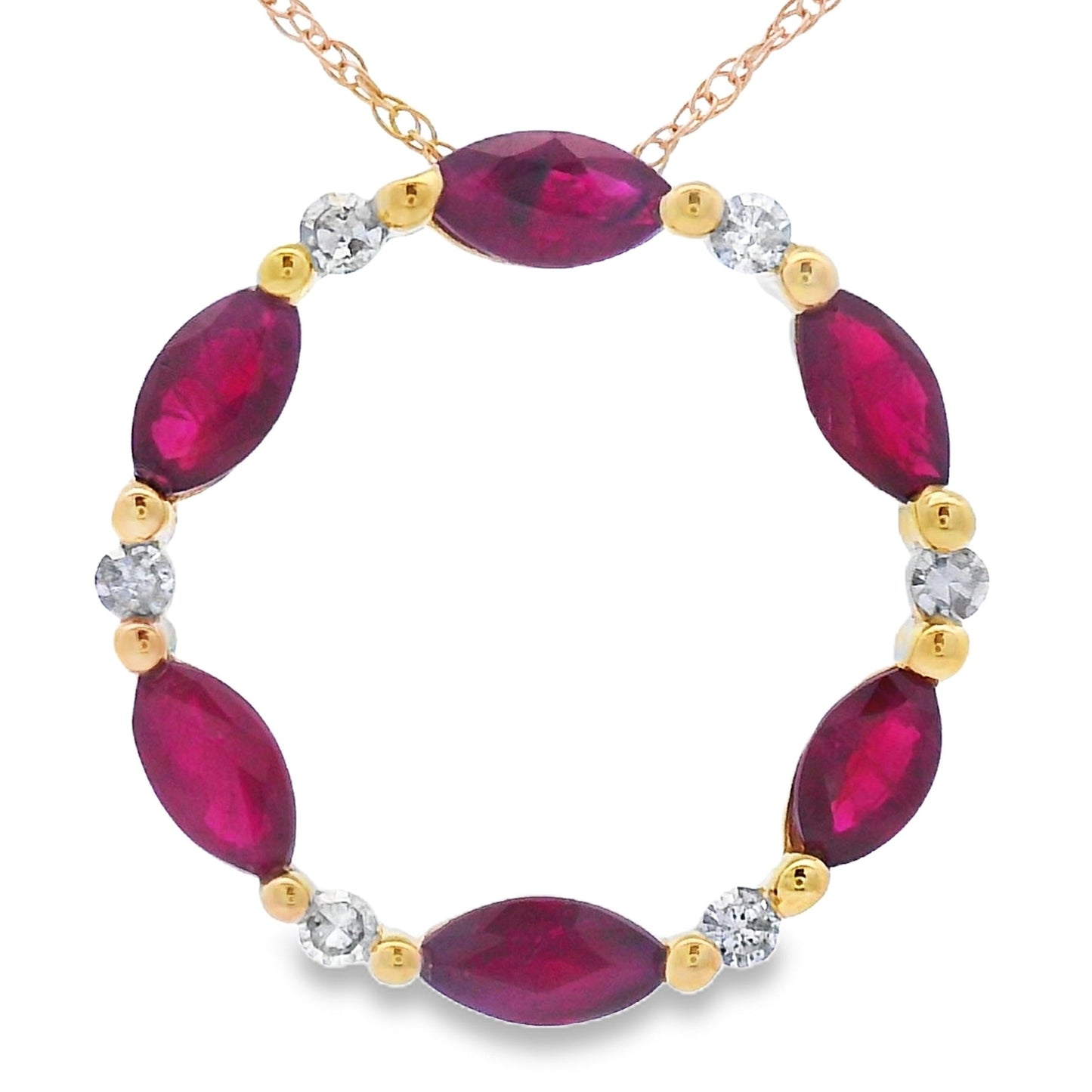Ruby Diamond Circle of Love Pendant 10KT Yellow Gold Bids.com