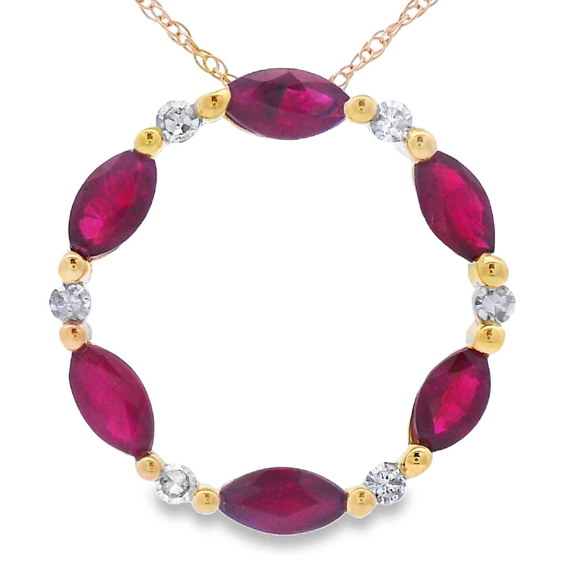 Ruby Diamond Circle of Love Pendant 10KT Yellow Gold Bids.com