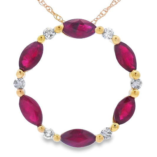 Ruby Diamond Circle of Love Pendant 10KT Yellow Gold Bids.com
