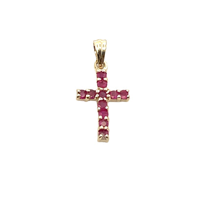 .21ct Ruby Cross Religious Pendant 10KT Yellow Gold Bids.com