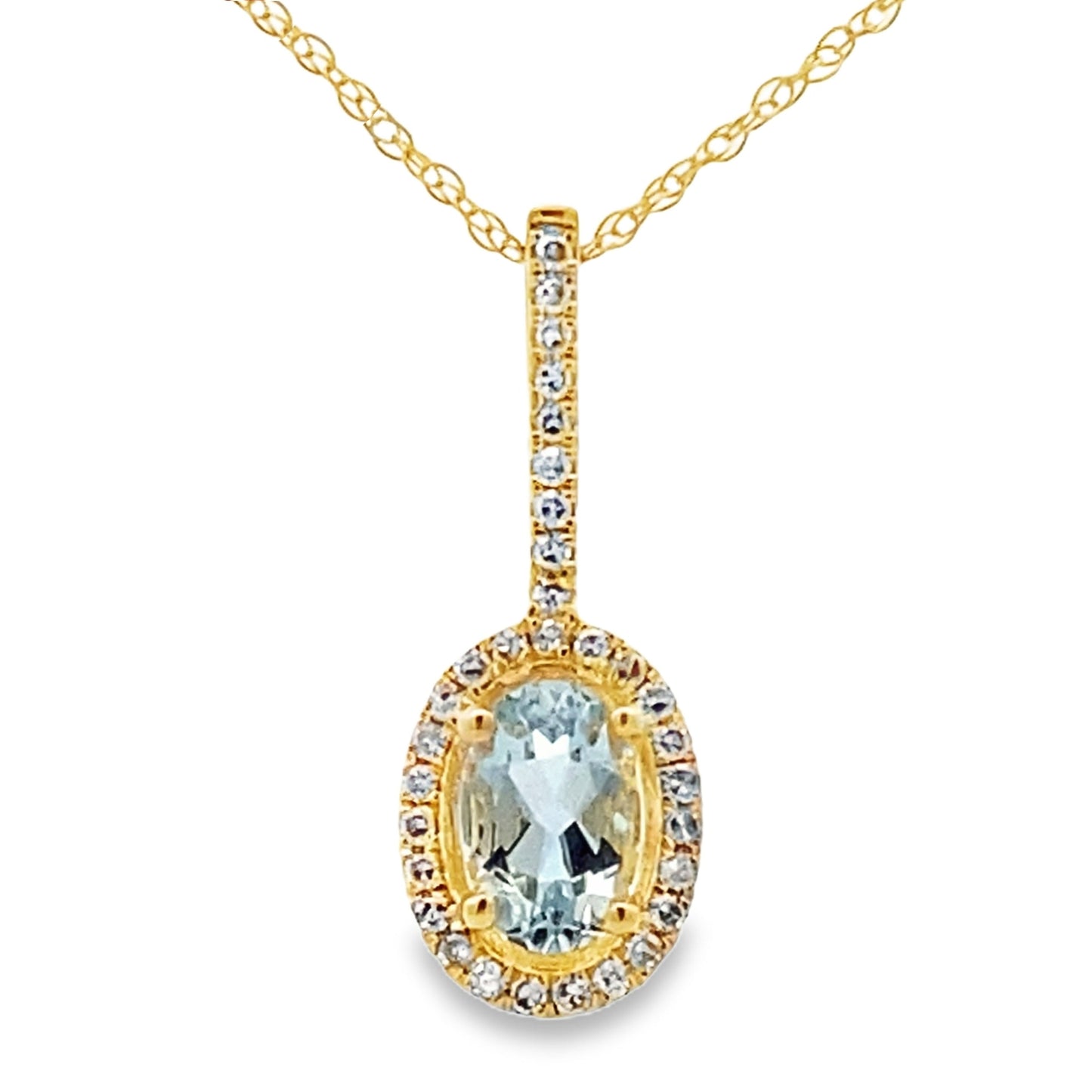 Aquamarine Diamond Fashion Pendants 10KT Yellow Gold Bids.com