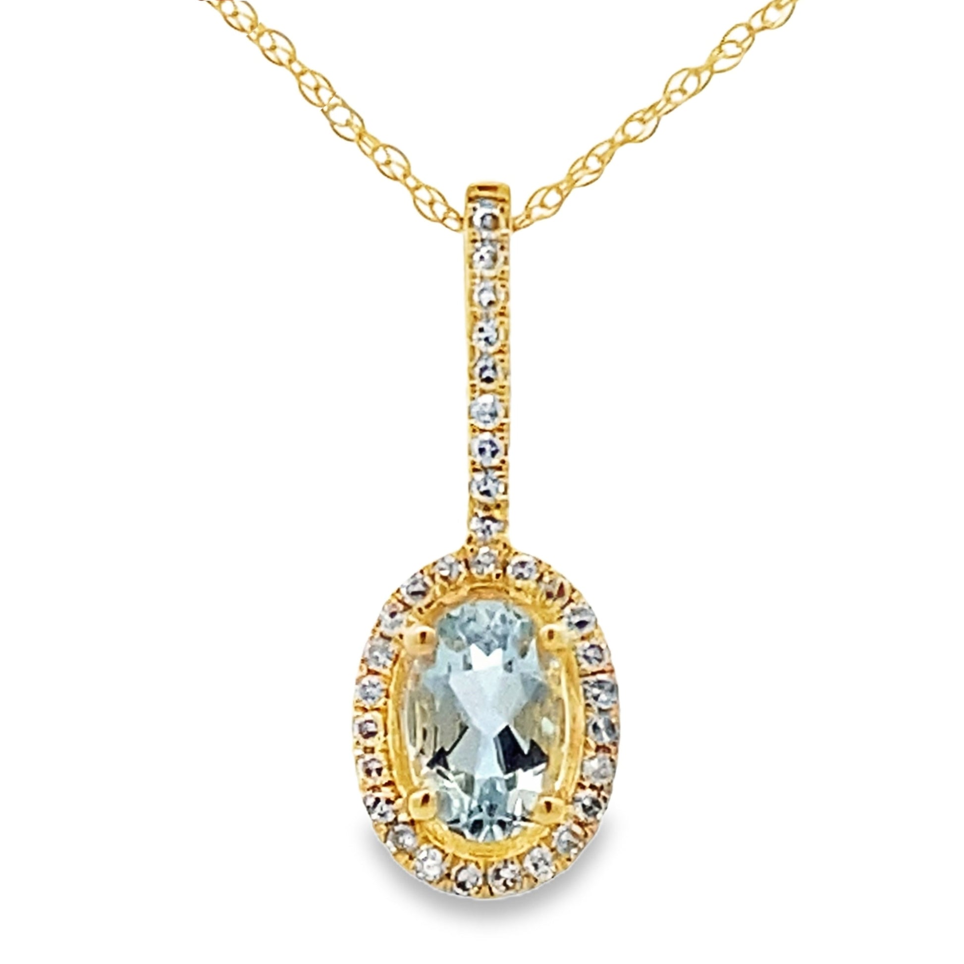 Aquamarine Diamond Fashion Pendants 10KT Yellow Gold Bids.com