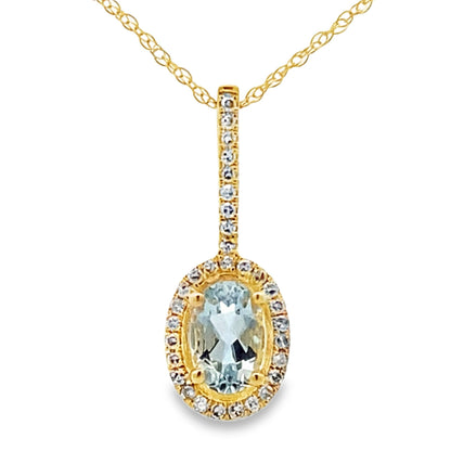 Aquamarine Diamond Fashion Pendants 10KT Yellow Gold Bids.com