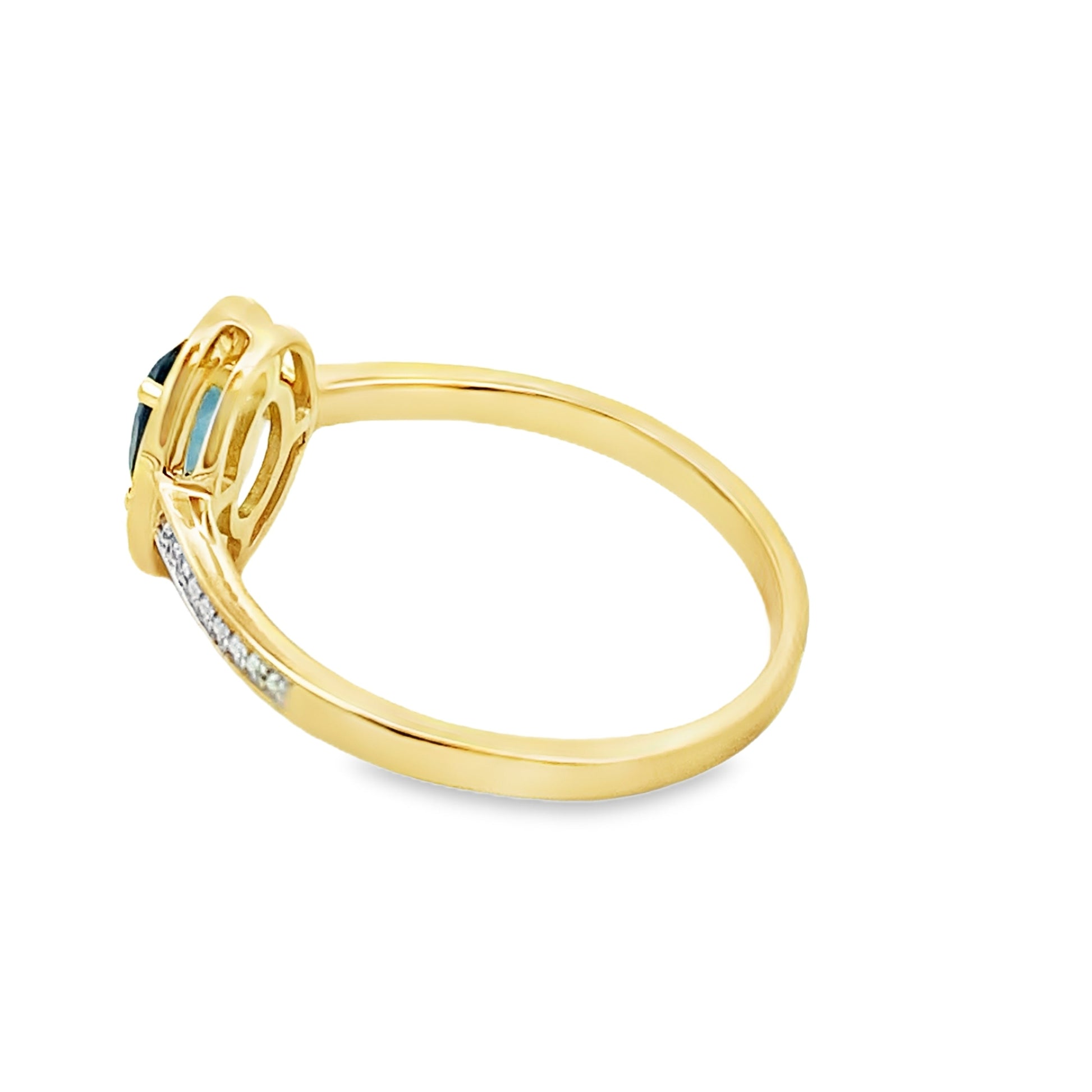 .59ct London Blue Topaz Diamond Ring 10KT Yellow Gold Bids.com