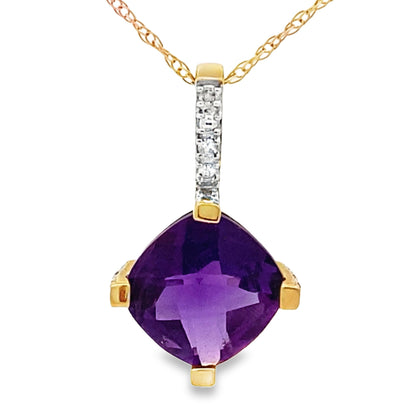 Amethyst Diamond Fashion Pendants 10KT Yellow Gold Bids.com