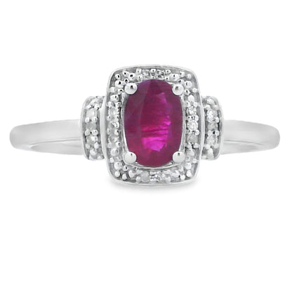Natural .65ct Ruby Diamond Ring 10KT White Gold Bids.com