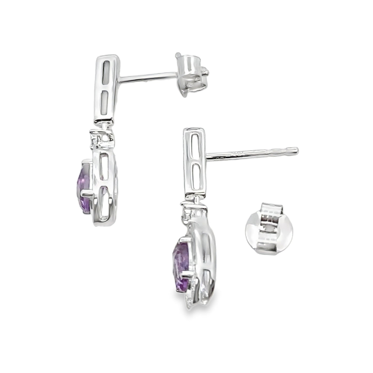 .93ct Amethyst Diamond Dangle Earrings 10KT White Gold Bids.com