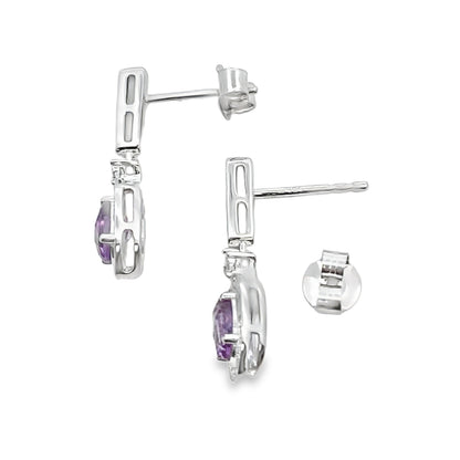 .93ct Amethyst Diamond Dangle Earrings 10KT White Gold Bids.com