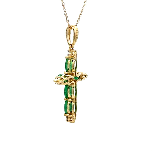 .65ct Emerald Cross Religious Pendant 10KT Yellow Gold Bids.com